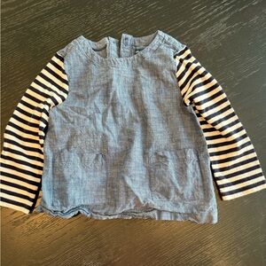 GAP Denim Kids Top with Striped Sleeves
